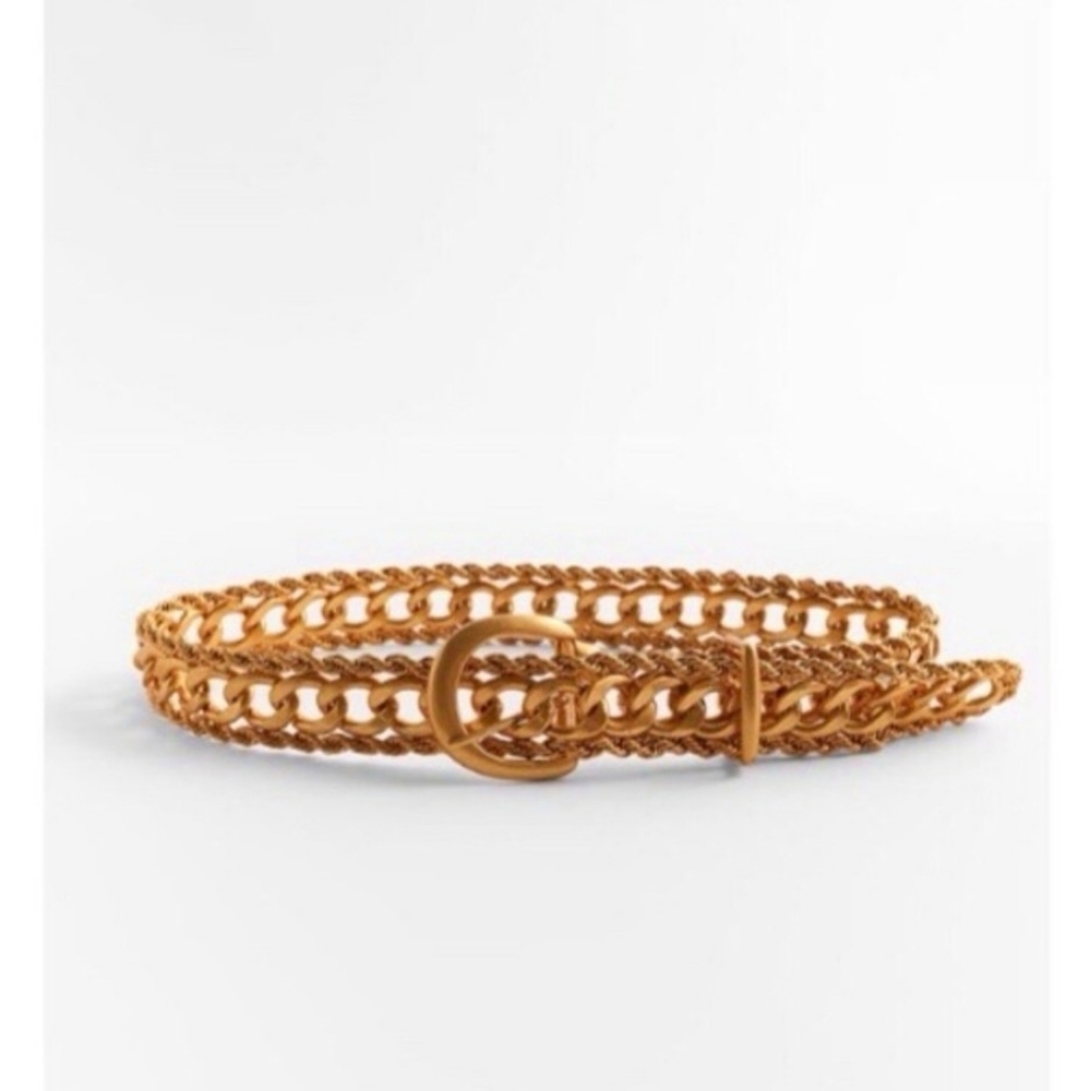 Zara gold chain link belt